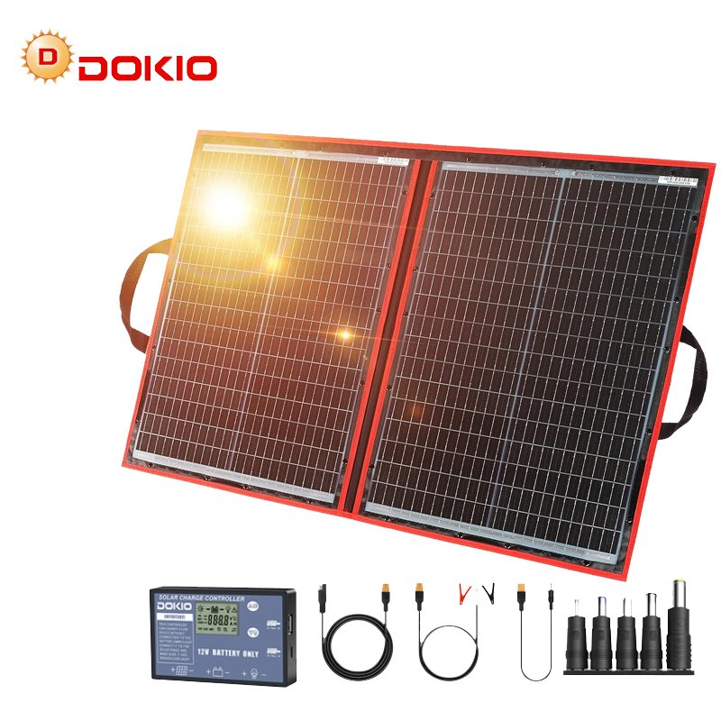 Dokio Flexible Foldable Portable Solar Panel Blanket Kits for Camping Outdoor Car RV Boat Travel Home
