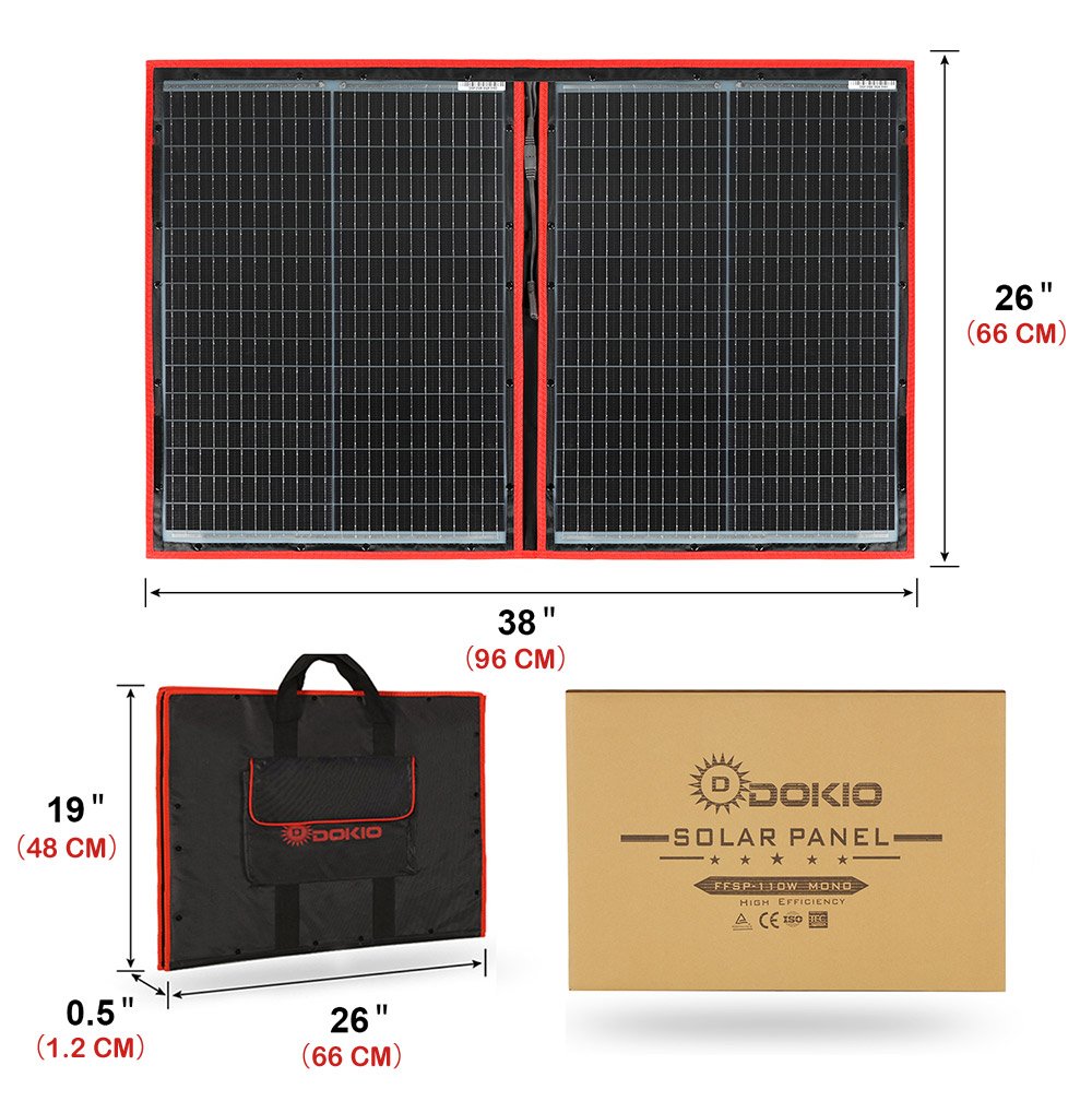 Dokio Flexible Foldable Portable Solar Panel Blanket Kits for Camping Outdoor Car RV Boat Travel Home - 图片 4