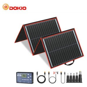 Dokio EU US Warehouse 160 Watt Folded Portable Solar Panels 12V Charger With Built Battery for Mobile Phone Car
