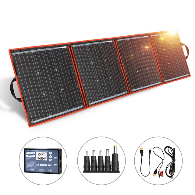 Dokio EU US Warehouse 160 Watt Folded Portable Solar Panels 12V Charger With Built Battery for Mobile Phone Car - 图片 3
