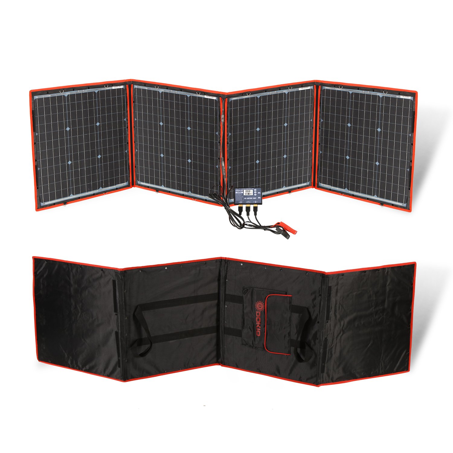 Dokio EU US Warehouse 160 Watt Folded Portable Solar Panels 12V Charger With Built Battery for Mobile Phone Car - 图片 4